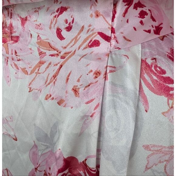 Oscar de la Renta Watercolor Rose Satin Bodoir Lingerie Robe M - Picture 7 of 11